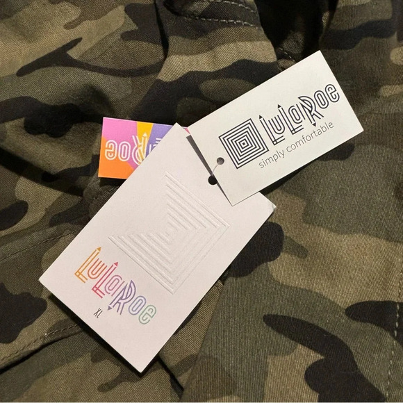 LULAROE Sz XL  Kenny Camo Jacket Military Jean Style With Pockets New with Tags - Picture 10 of 14